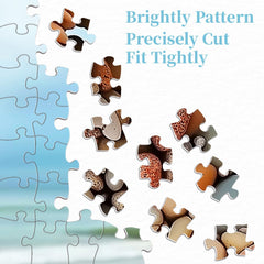 Funny Dog Jigsaw Puzzles 1000 Pieces for Adults, PICKFORU Summer Beach Guardian Dog Puzzle Cute, Interesting Seaside Stone Puppy Theme as Home Decor