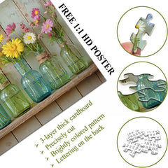 Wildflower 1000 Piece Puzzle for Adults, PICKFORU Whispering Blooms Summer Flower Garden Jigsaw Puzzle, Challenging Retro Vibrant Sunflower Vase Theme as Home Decor