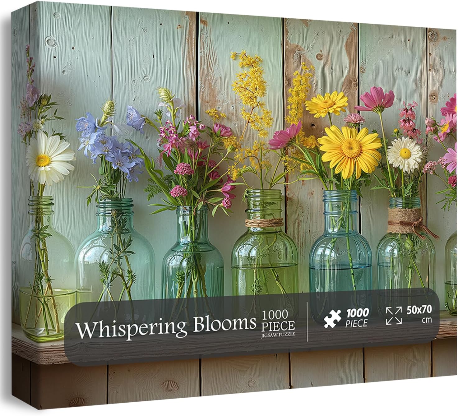 Wildflower 1000 Piece Puzzle for Adults, PICKFORU Whispering Blooms Summer Flower Garden Jigsaw Puzzle, Challenging Retro Vibrant Sunflower Vase Theme as Home Decor