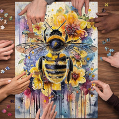 Vintage Bee Puzzles for Adults 1000 Pieces,Animal Plant Flower Puzzle,Retro Nature Floral Jigsaw Puzzle Challenge